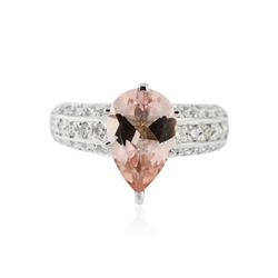 14KT White Gold 3.00 ctw Morganite and Diamond Ring