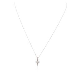 14KT White Gold 0.16 ctw Diamond Cross Pendant With Chain