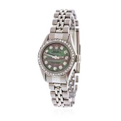 Ladies Rolex Stainless Steel Diamond Oyster Perpetual Wristwatch