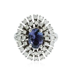 14KT White Gold 1.78 ctw Tanzanite and Diamond Ring