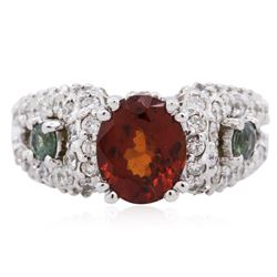 14KT White Gold 2.49 ctw Garnet, Alexandrite and Diamond Ring