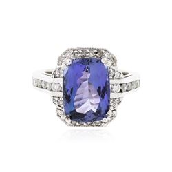 14KT White Gold 5.42 ctw Tanzanite and Diamond Ring