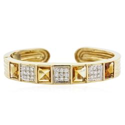 14KT Yellow Gold 10.16 ctw Citrine and Diamond Bracelet