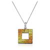 Image 1 : 14KT White Gold 4.63 ctw Yellow Sapphire and Diamond Pendant With Chain