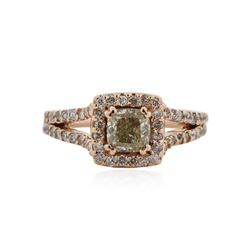 14KT Rose Gold 1.33 ctw Fancy Green Diamond Ring