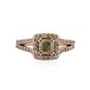 Image 1 : 14KT Rose Gold 1.33 ctw Fancy Green Diamond Ring