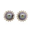 Image 1 : 14KT Yellow Gold Pearl and Diamond Earrings