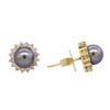 Image 2 : 14KT Yellow Gold Pearl and Diamond Earrings