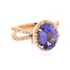 Image 2 : 14KT Rose Gold 4.34 ctw Tanzanite and Diamond Ring
