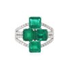 Image 1 : 18KT White Gold 4.48 ctw Emerald and Diamond Ring