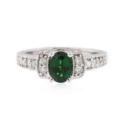 14KT White Gold 0.76 ctw Tsavorite and Diamond Ring