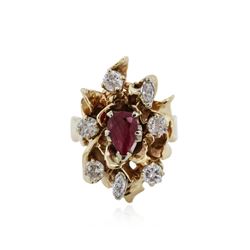 14KT Yellow Gold 1.00 ctw Ruby and Diamond Ring