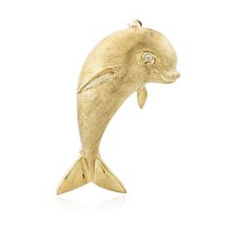 14KT Yellow Gold Dolphin Brooch