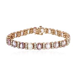 14KT Rose Gold 19.11 ctw Multi-Color Sapphire and Diamond Bracelet