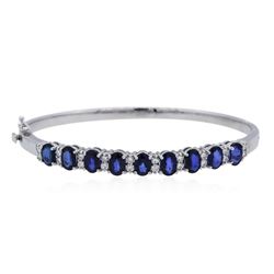 14KT White Gold 4.68 ctw Sapphire and Diamond Bangle Bracelet