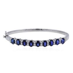 14KT White Gold 4.68 ctw Sapphire and Diamond Bangle Bracelet