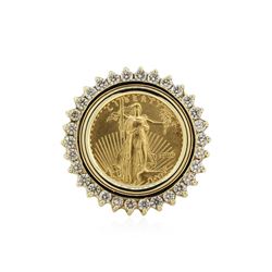 14KT Yellow Gold 0.37 ctw Diamond Coin Ring