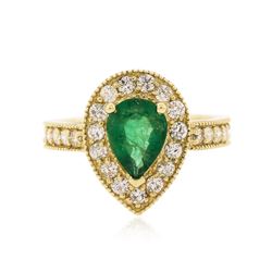 14KT Yellow Gold 1.34 ctw Emerald and Diamond Ring