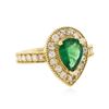 Image 2 : 14KT Yellow Gold 1.34 ctw Emerald and Diamond Ring
