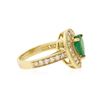 Image 3 : 14KT Yellow Gold 1.34 ctw Emerald and Diamond Ring