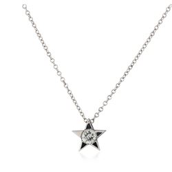 14KT White Gold 0.20 ctw Diamond Star Pendant With Chain