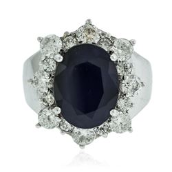 14KT White Gold 5.46 ctw Sapphire and Diamond Ring