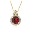 Image 2 : 14KT Yellow Gold 2.12 ctw Rubellite and Diamond Pendant With Chain