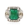 Image 1 : 14KT White Gold 6.63 ctw Emerald and Diamond Ring