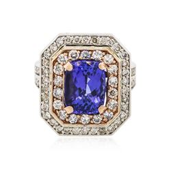 14KT Rose and White Gold 4.29 ctw Tanzanite and Diamond Ring