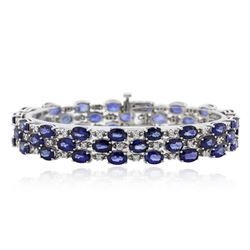 14KT White Gold 32.00 ctw Sapphire and Diamond Bracelet