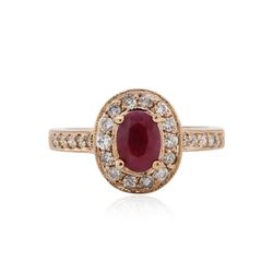 14KT Rose Gold 0.78 ctw Ruby and Diamond Ring