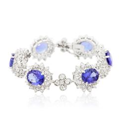 14KT White Gold 20.94 ctw Tanzanite and Diamond Bracelet