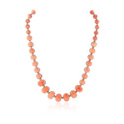 14KT White Gold 81.27 ctw Coral and Diamond Necklace