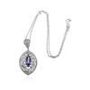Image 1 : 14KT White Gold 4.20 ctw Tanzanite and Diamond Pendant With Chain