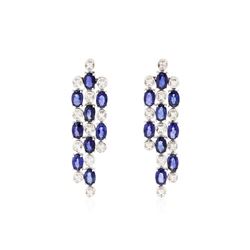 14KT White Gold 9.36 ctw Sapphire and Diamond Earrings