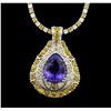 Image 1 : 14KT White Gold GIA Certified 16.56 ctw Tanzanite and Diamond Pendant With Chain
