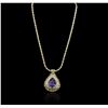 Image 2 : 14KT White Gold GIA Certified 16.56 ctw Tanzanite and Diamond Pendant With Chain