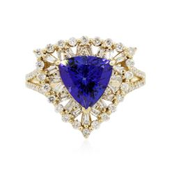 14KT Yellow Gold 2.86 ctw Tanzanite and Diamond Ring