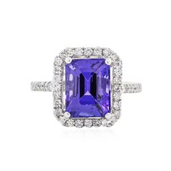 14KT White Gold 5.08 ctw Tanzanite and Diamond Ring