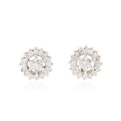 14KT White Gold 0.90 ctw Diamond Earrings