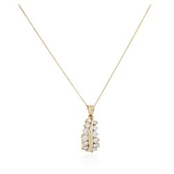 14KT Yellow Gold 1.20 ctw Diamond Pendant With Chain