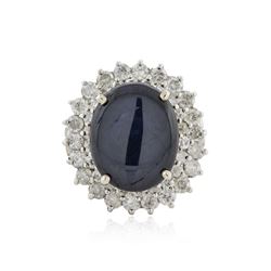 14KT White Gold 8.24 ctw Blue Star Sapphire and Diamond Ring