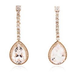 14KT Rose Gold 10.66 ctw Morganite and Diamond Earrings