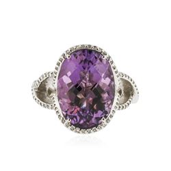 14KT White Gold 10.80 ctw Amethyst and Diamond Ring