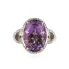 Image 1 : 14KT White Gold 10.80 ctw Amethyst and Diamond Ring