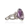 Image 2 : 14KT White Gold 10.80 ctw Amethyst and Diamond Ring