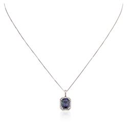 14KT White Gold 2.70 ctw Tanzanite and Diamond Pendant With Chain