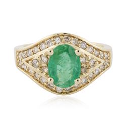 14KT Yellow Gold 1.20 ctw Emerald and Diamond Ring