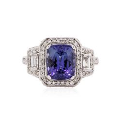 14KT White Gold 3.80 ctw Tanzanite and Diamond Ring