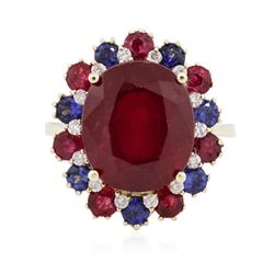 14KT Yellow Gold 10.42 ctw Ruby, Sapphire and Diamond Ring